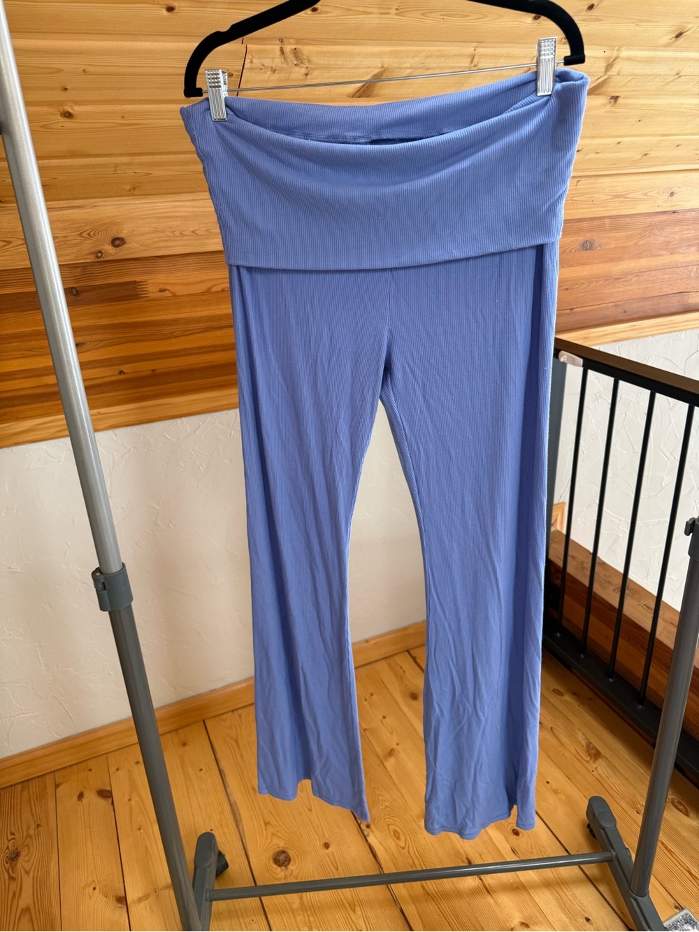 SKIMS Fold-Over Waist Wide-Leg Pants in Periwinkle